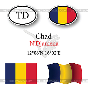 Chad icons set - royalty-free vector image