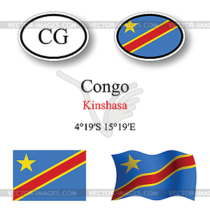 Congo icons set - vector image