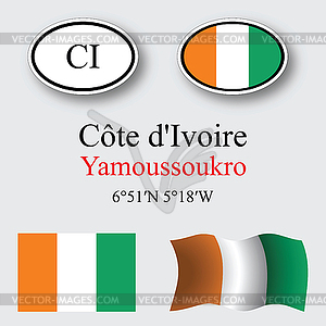 Cote d`ivoire icons set - vector clip art