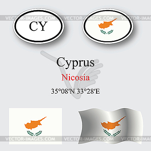 Cyprus icons set - vector image