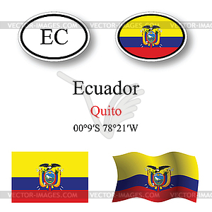 Ecuador icons set - vector clip art