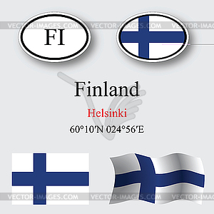 Набор Финляндия иконки - изображение в векторе / векторный клипарт