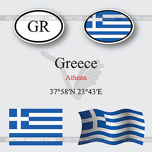 Greece icons set - vector clipart