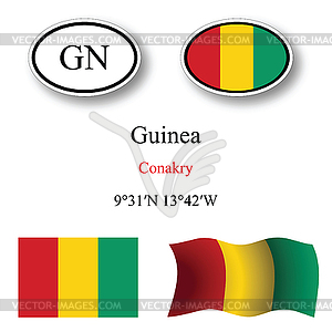 Guinea icons set - vector image