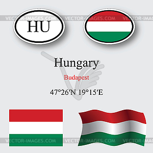 Hungary icons set - vector image