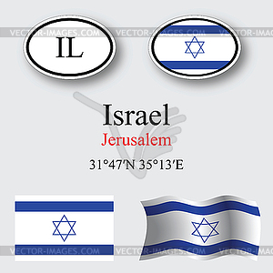 Israel icons set - vector image