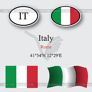 Italy icons set - vector clipart