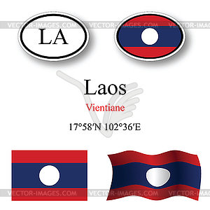 Laos icons set - vector clipart