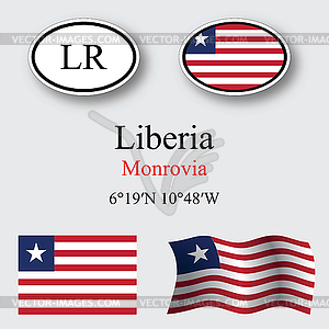 Liberia icons set - vector clip art