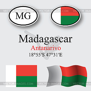 Madagascar icons set - vector image