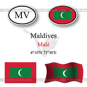 Набор Мальдивы иконки - иллюстрация в векторном формате