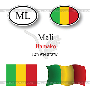 Mali icons set - vector clipart