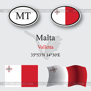 Указан Malta иконки - цветной векторный клипарт