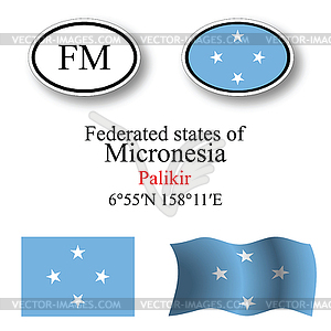 Micronesia icons set - vector image