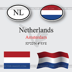 Netherlands icons set - royalty-free vector clipart