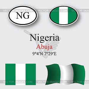 Nigeria icons set - vector clip art