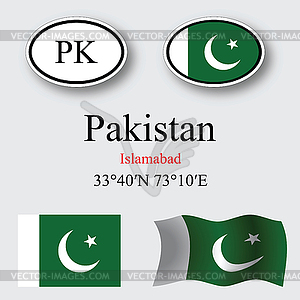 Pakistan icons set - vector clip art