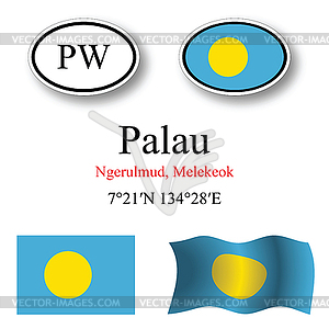 Palau icons set - vector image