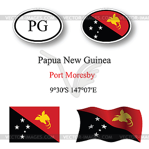 Papua new guinea icons set - vector clipart