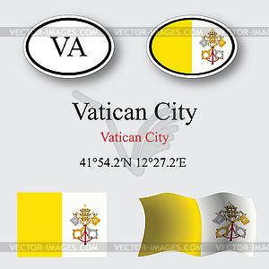 Vatican city icons set - vector image