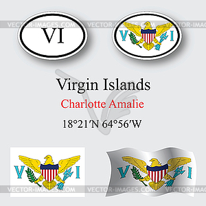 Virgin islands icons set - vector image