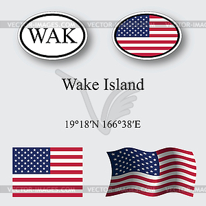 Wake island icons set - royalty-free vector image