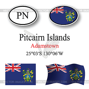 Pitcairn islands icons set - vector image