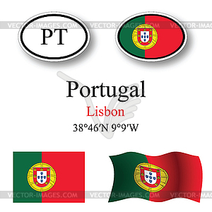 Portugal icons set - vector image