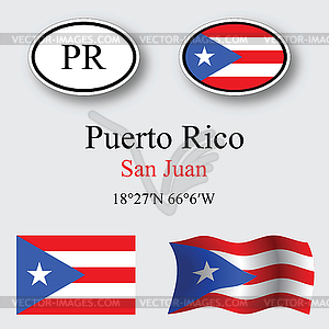 Puerto rico icons set - vector clipart