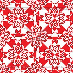 Red white flowers pattern - vector clip art