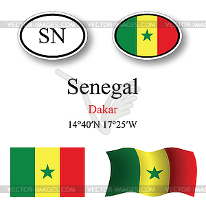 Senegal icons set - vector clipart