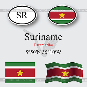 Suriname icons set - vector image