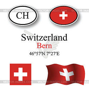 Switzerland icons set - vector clipart