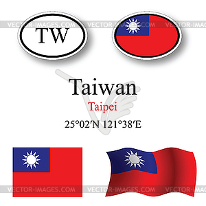 Taiwan icons set - vector image