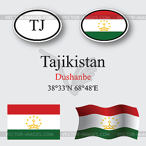 Tajikistan icons set - vector image