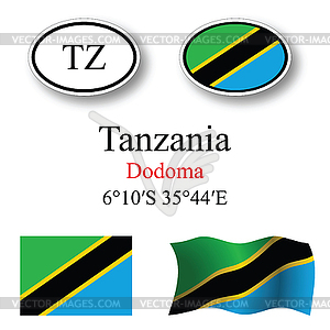 Tanzania icons set - vector image