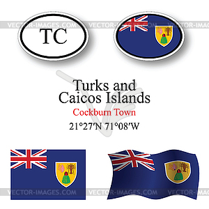 Turks and caicos islands icons set - vector clipart