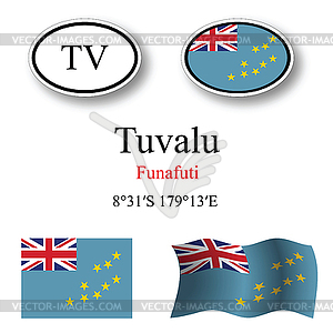 Набор Тувалу иконки - векторизованное изображение клипарта