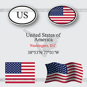 United states of america icons set - royalty-free vector clipart