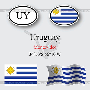 Набор Уругвай иконки - векторный клипарт Royalty-Free