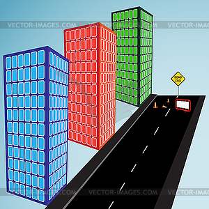 3D-здания и улицы - изображение в векторе