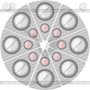 Pills in round blister pack - vector clipart