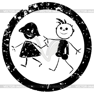 Beautiful kids stamp - vector clipart / vector image