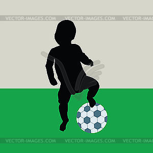 Baby playing football - vector clipart