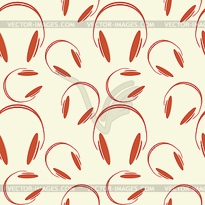 Orange headphones pattern - vector clipart / vector image