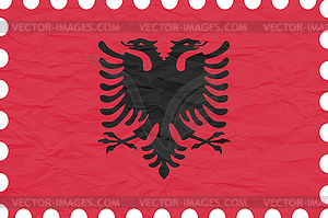 Wrinkled paper albania stamp - vector image