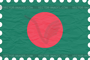 Wrinkled paper bangladesh stamp - vector clipart