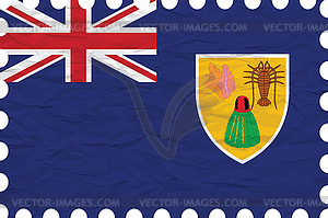 Wrinkled paper turks and caicos islands stamp - vector clipart
