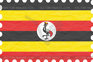 Wrinkled paper uganda stamp - vector clip art