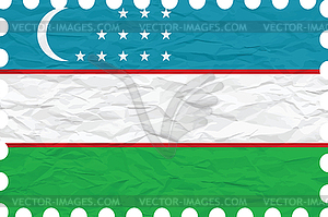 Wrinkled paper uzbekistan stamp - vector clip art